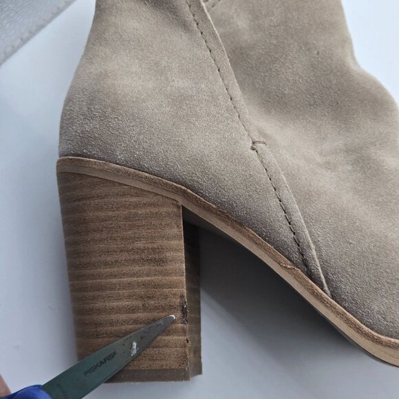 Dolce Vita 10 Shep Taupe Suede Ankle Boots Booties Stacked Block Heel - Picture 7 of 15